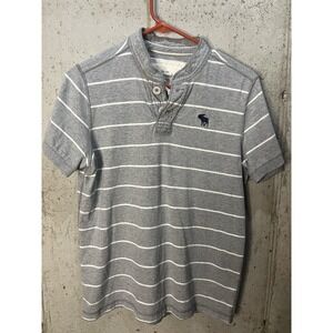 Abercrombie and Fitch Gray Henley With White Stripes